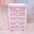 画像2: Pink × White Wicker Desk Cabinet (2)