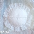 画像5: Pink & White Cotton Lace Ruffle Pillow (5)