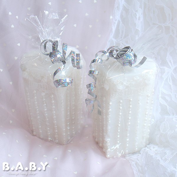 画像1: Heart & Perl Wedding Candle (1)