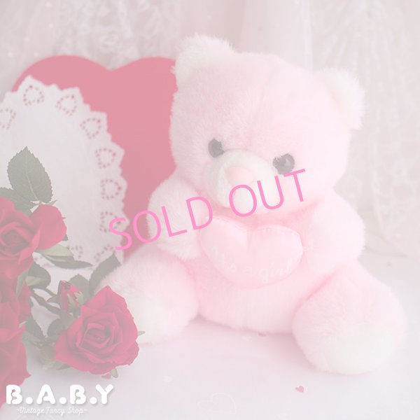 画像1: "It's a girl" Heart Pink Bear (1)