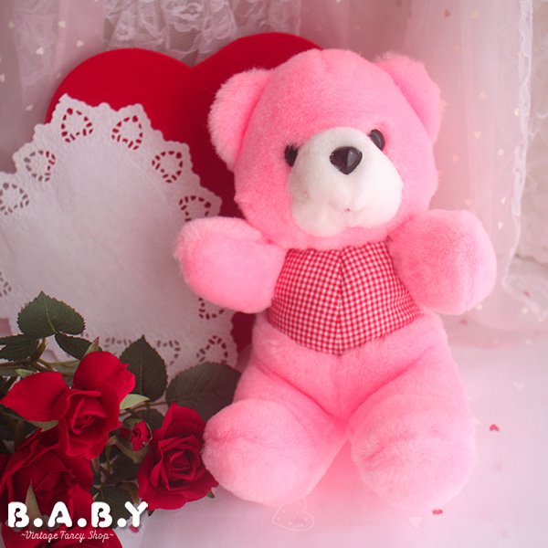 画像1: Red Check Pink Bear (1)