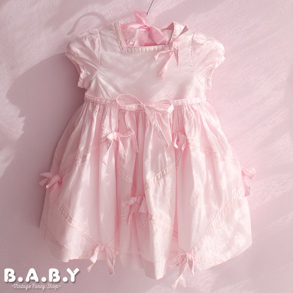 画像1: 〔70サイズ / 0-12ヶ月〕Pink Bow Dress (1)