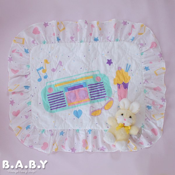 画像1: 80's Heart Music Ruffle Pillow Cover (1)