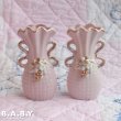 画像2: Pink Gold Trim Wave Vase (2)