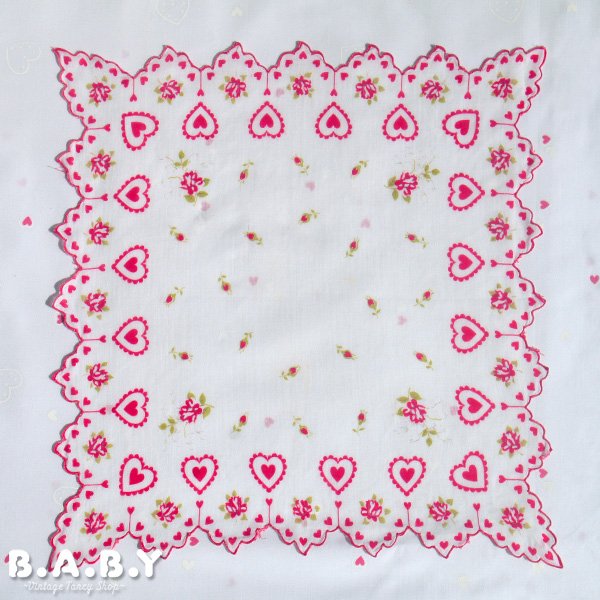 画像1: Valentine Cotton Hanky / Garden Heart (1)