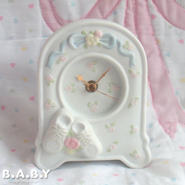 画像1: Rose & Baby Shoes Ceramic Clock (1)