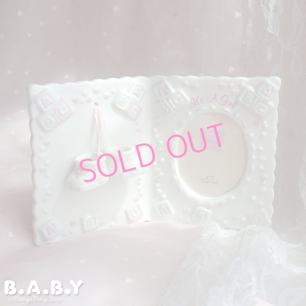 画像1: "IT'S A GIRL" Baby Block Photo Frame (1)