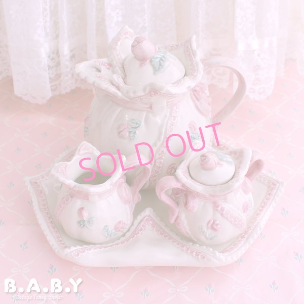 画像1: Battenburg Lace Rosebud Tea set (1)