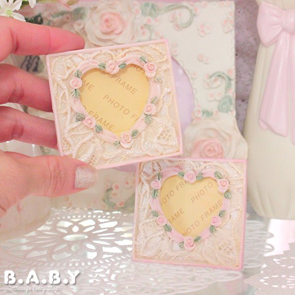 画像1: Heart Rose Lace Mini Photo Frame (1)