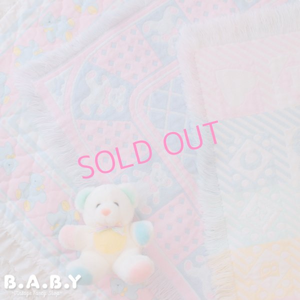 画像5: Pink Blue Bear Afghan Blanket (5)