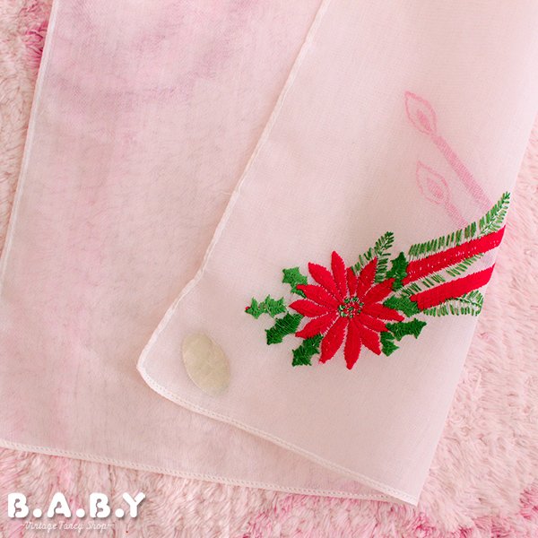 画像3: Christmas Cotton Hanky / Needlework Red Candle (3)